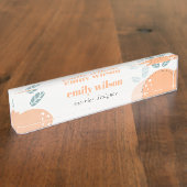 Elegant Cute Oranje Abstract Bold Fruity Citrus Naambordje (Zijkant)