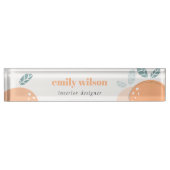 Elegant Cute Oranje Abstract Bold Fruity Citrus Naambordje (Voorkant)