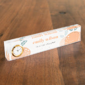 Elegant Cute Oranje Abstract Bold Fruity Citrus Naambordje (Zijkant)