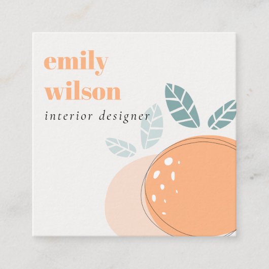 Elegant Cute Oranje Abstract Bold Fruity Citrus Vierkante Visitekaartje (Voorkant)