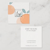 Elegant Cute Oranje Abstract Fruity Citrus Logo Vierkante Visitekaartje (Voorkant / Achterkant)