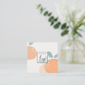 Elegant Cute Oranje Abstract Fruity Citrus Logo Vierkante Visitekaartje (Staand voorkant)