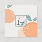 Elegant Cute Oranje Abstract Fruity Citrus Logo Vierkante Visitekaartje (Voorkant)