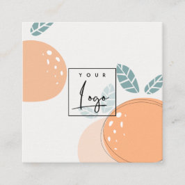 Elegant Cute Oranje Abstract Fruity Citrus Logo Vierkante Visitekaartje