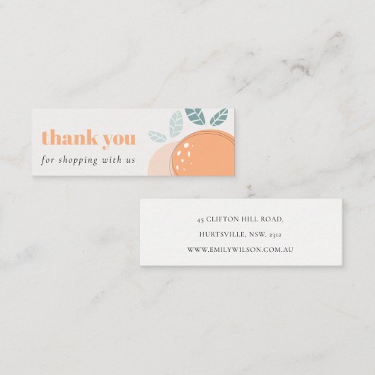 Elegant Cute Oranje Bold Fruity Bedankt dat je win Mini Visitekaartje (Voorkant / Achterkant)