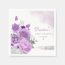 Elegant Cute Paarse Waterverf Floral Baby shower