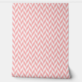 Elegant Cute Peach roze Herringbone Patroon Behang
