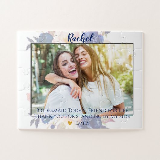 Elegant Cute Photo Bridesmaid Gift Legpuzzel (Horizontaal)