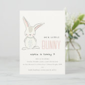 Elegant Cute Pink Blush Foto Bunny Kinderen Birthd Kaart (Staand voorkant)