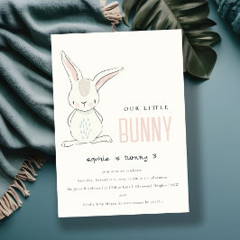 Elegant Cute Pink Blush Foto Bunny Kinderen Birthd Kaart