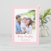Elegant Cute Pink Photo Pattern Script Christmas Feestdagenkaart (Staand voorkant)