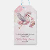 Elegant cute pink Stork Baby Girl Shower  Cadeaulabel (Voorkant)