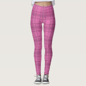 Elegant Cute Pink Tartan Patroon Leggings (Voorkant)