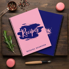 Elegant, Cute Recipe Journal (Pink & Indigo Blue)  Notitieboek