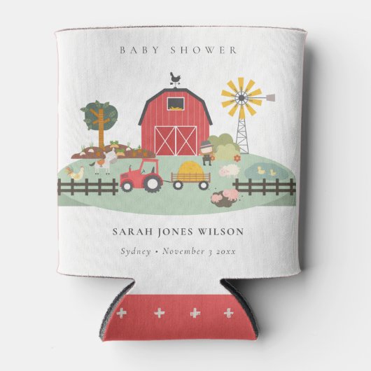 Elegant Cute Red Barnyard Boerderij Animal Baby sh Blikjeskoeler (Voorkant)