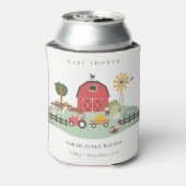 Elegant Cute Red Barnyard Boerderij Animal Baby sh Blikjeskoeler (Blikje Achterkant)