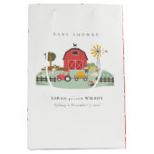 Elegant Cute Red Barnyard Boerderij Animal Baby sh Medium Cadeauzakje (Voorkant)