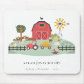 Elegant Cute Red Green Barnyard Boerderij Dierlijk Muismat (Voorkant)