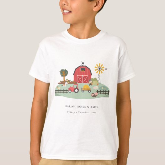 Elegant Cute Red Green Barnyard Boerderij Dierlijk T-shirt (Voorkant)
