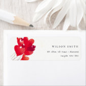 Elegant Cute Red Heart Balloons Waterverf Adres Etiket (Insitu)