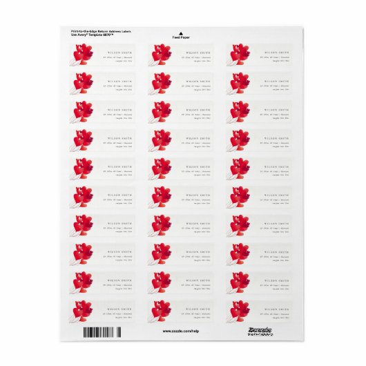 Elegant Cute Red Heart Balloons Waterverf Adres Etiket (Full Sheet)