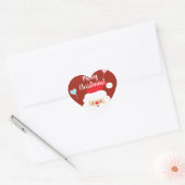 Elegant Cute Red Nose Santa Claus Prettige feestda Hart Sticker (Envelop)