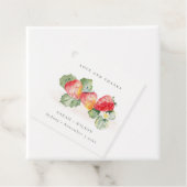 Elegant Cute Red Strawberry Leafy Foliage Weddensc Bedankjes Labels (In situ)