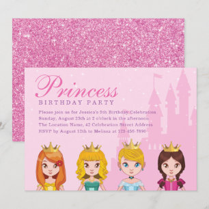 Elegant Cute Royal Princess Girl Birthday Party Kaart