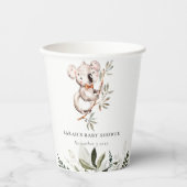 Elegant Cute Sleepy Koala Foliage Baby shower Papieren Bekers (Voorkant)