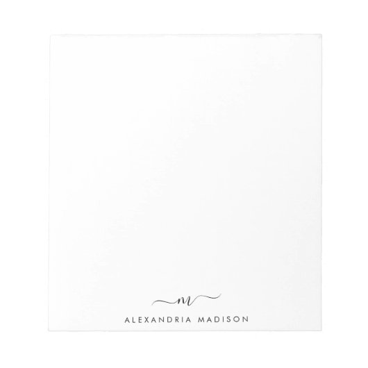 Elegant Cute Stylish Girly Script Monogram Initiaa Notitieblok (Voorkant)