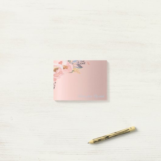 Elegant Cute Stylish Girly Waterverf Flowers Post-it® Notes (Op bureau)