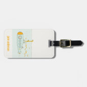 Elegant Cute Underwater Submarine vismonogram Bagagelabel (Voorkant horizontaal)