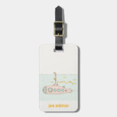 Elegant Cute Underwater Submarine vismonogram Bagagelabel (Voorkant verticaal)