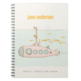 Elegant Cute Underwater Submarine vismonogram Notitieboek