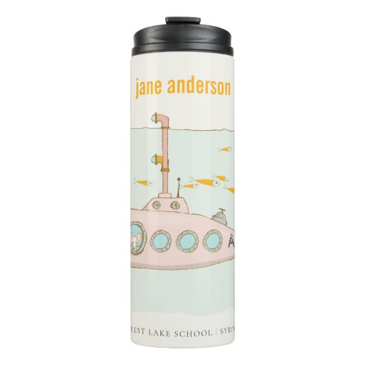 Elegant Cute Underwater Submarine vismonogram Thermosbeker (Voorkant)