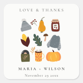 Elegant Cute Warm Cozy Autumn Essential Wedding Vierkante Sticker