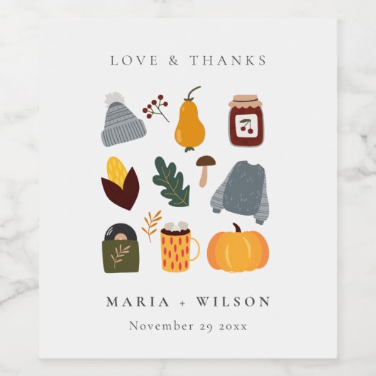 Elegant Cute Warm Cozy Autumn Essential Wedding Wijn Etiket (Enkel label)