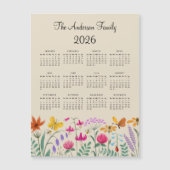 Elegant Cute Watercolor Wildflowers Calendar 2026 (Voorkant)
