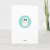 Elegant Cute White Birthday Owl op Blauwgroen Kaart (Achterkant)