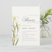 Elegant Cute White Daffodil Couples Shower Invite Bedankkaart (Staand voorkant)