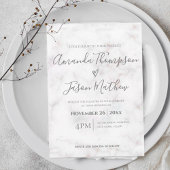 Elegant Cute White Marble Typography Wedding Uitnodiging Briefkaart
