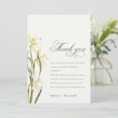 Elegant Cute White Waterverf Daffodil Wedding Bedankkaart (Staand voorkant)