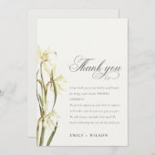 Elegant Cute White Waterverf Daffodil Wedding Bedankkaart (Voorkant / Achterkant)