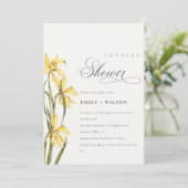 Elegant Cute Yellow Daffodil Couples Shower Invite Bedankkaart (Staand voorkant)
