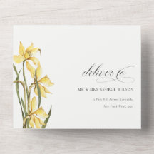 Elegant Cute Yellow Daffodil Floral Wedding