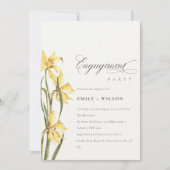 Elegant Cute Yellow Daffodil Verloving Invite Bedankkaart (Voorkant)