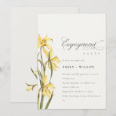 Elegant Cute Yellow Daffodil Verloving Invite Bedankkaart (Voorkant / Achterkant)