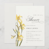 Elegant Cute Yellow Daffodil Vrijgezellenfeest Inv Bedankkaart (Voorkant / Achterkant)