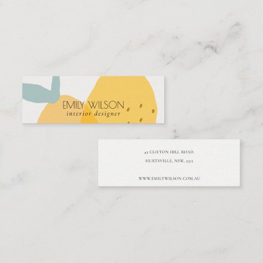 Elegant Cute Yellow Lemon Fruity Citrus Bright Mini Visitekaartje (Voorkant / Achterkant)