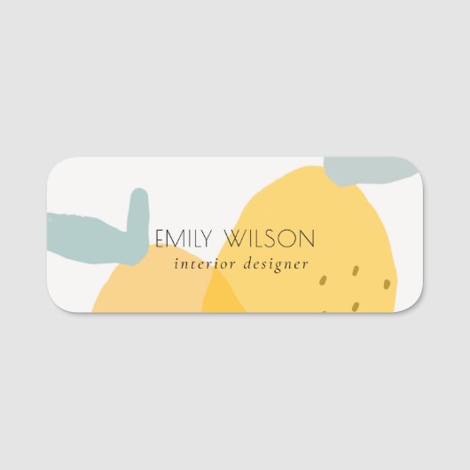 Elegant Cute Yellow Lemon Fruity Citrus Bright Naamplaatje (Voorkant)